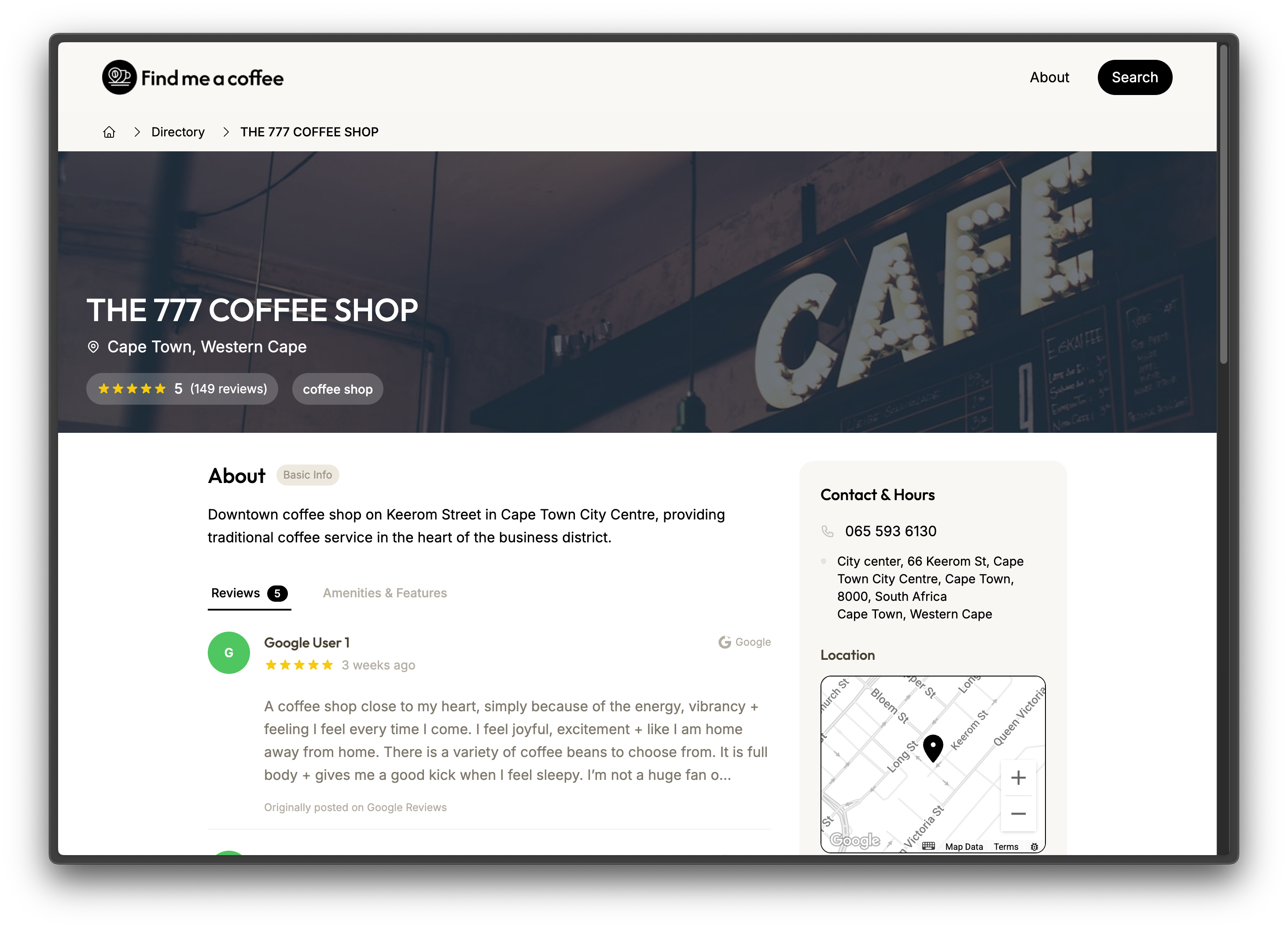 Coffee Shop Listings
