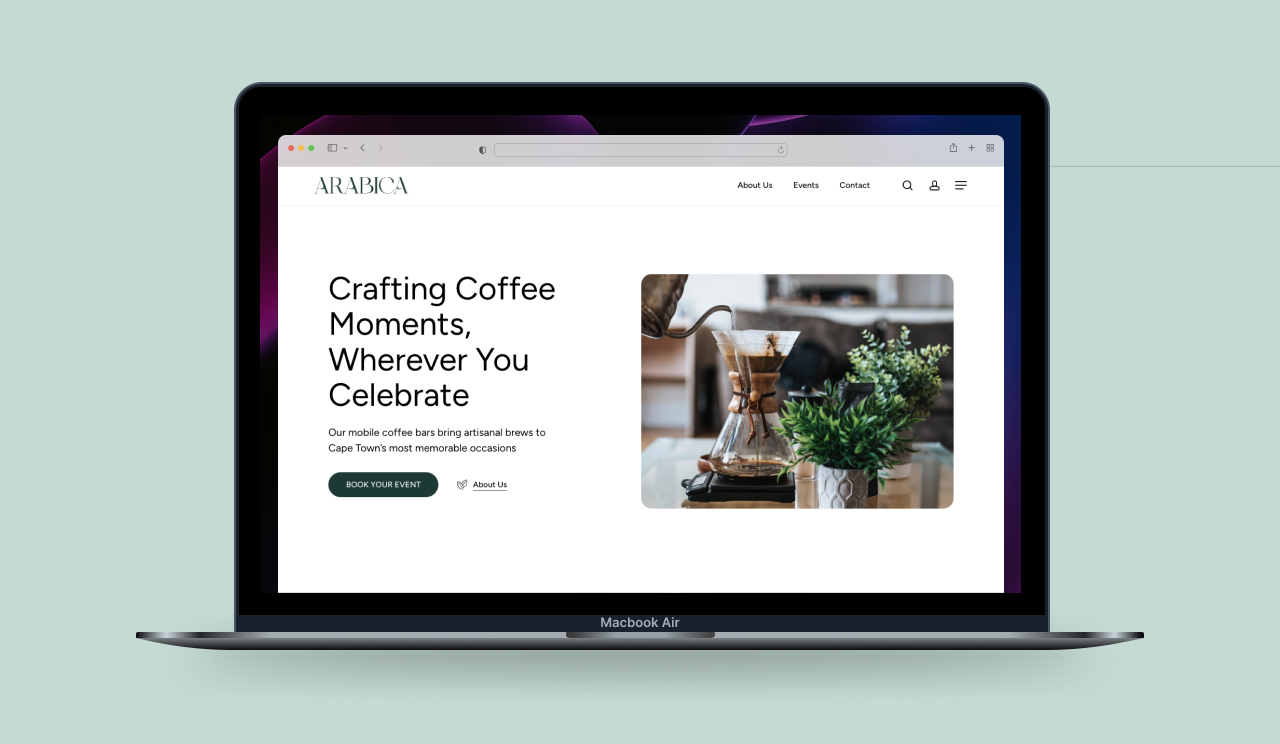 Arabica Coffee Co. website pages