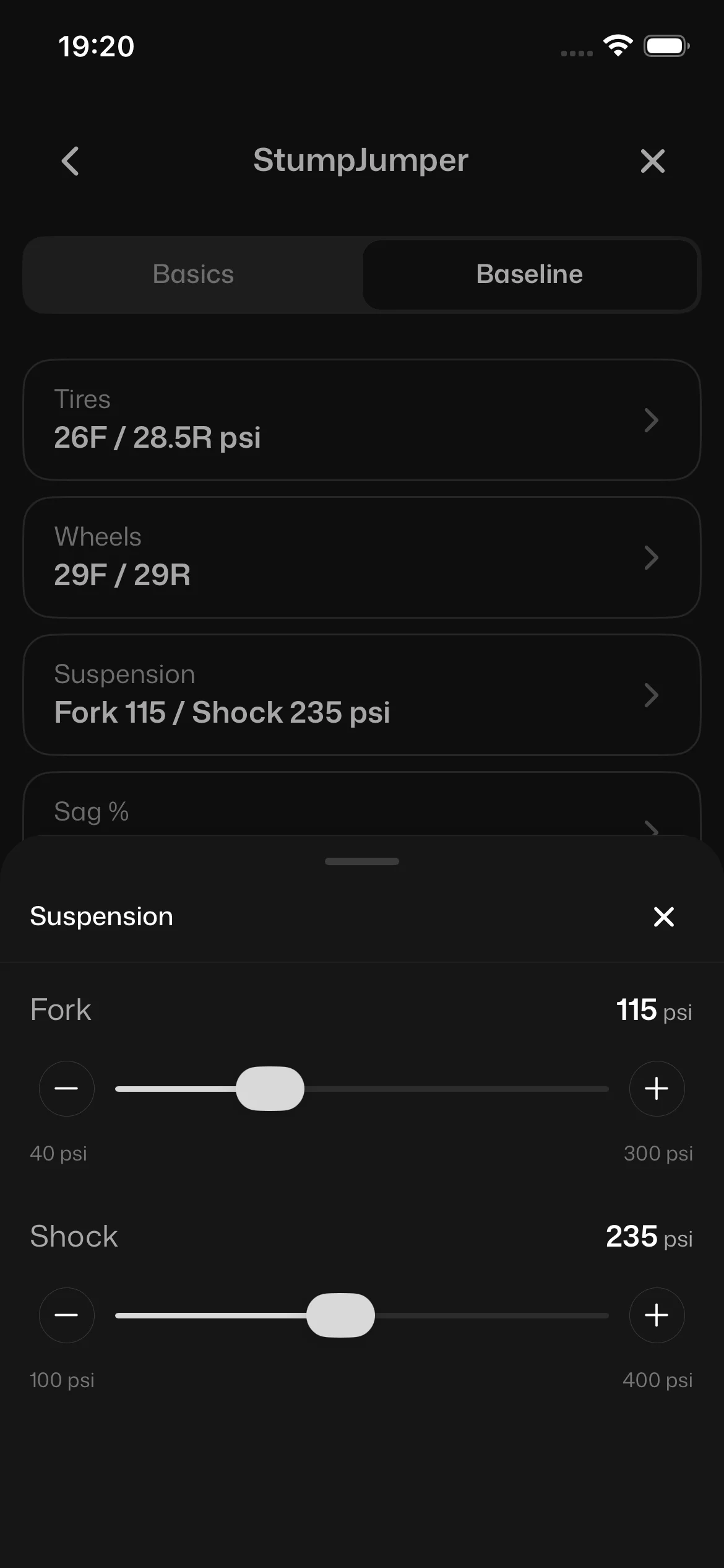 Dialed to the psi: Every value is a slider with a real range, not a bare text field.