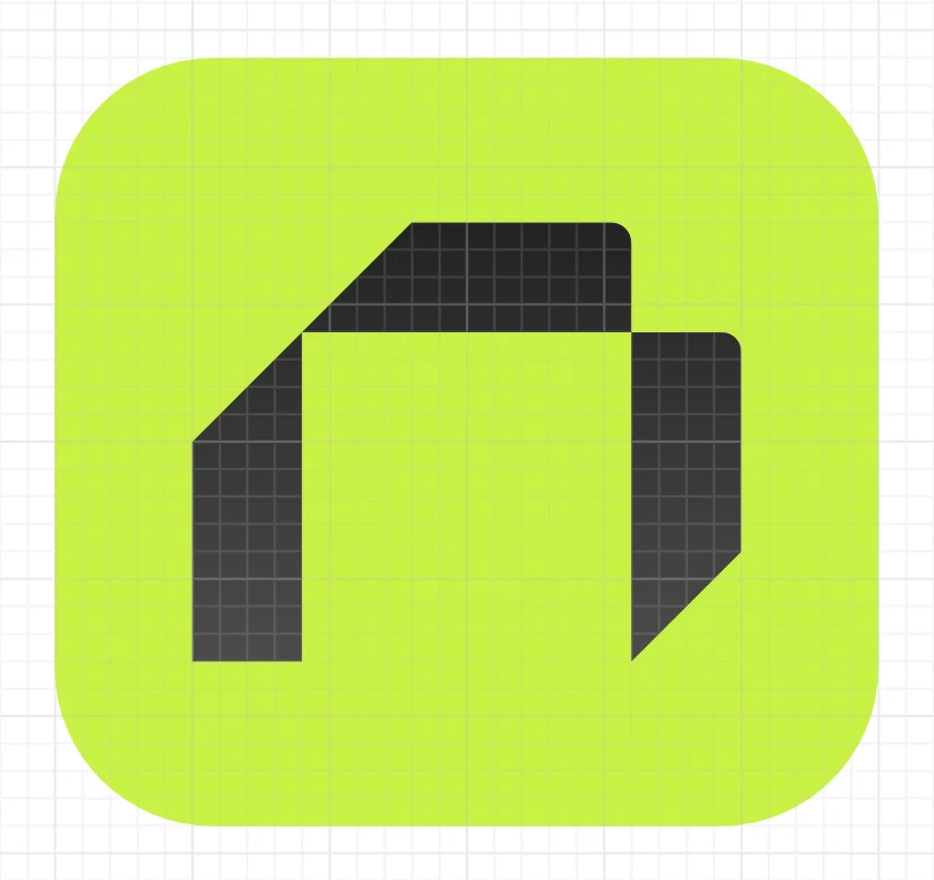 Mark construction: Built on a strict grid: an "N" folded into a single continuous ribbon, readable at icon size.